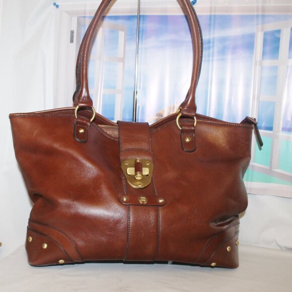 Large $368 Etienne Aigner Luggage Brown Tote Carry On Weekender Bag Purse - Picture 2 of 10